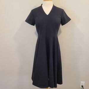 Pendleton Black Wool Short Sleeve Fit and Flare Midi Dress